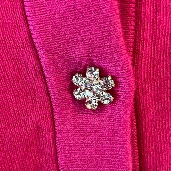 KATE SPADE HOT PINK SWEATER RHINESTONE BUTTONS - Picture 4 of 11